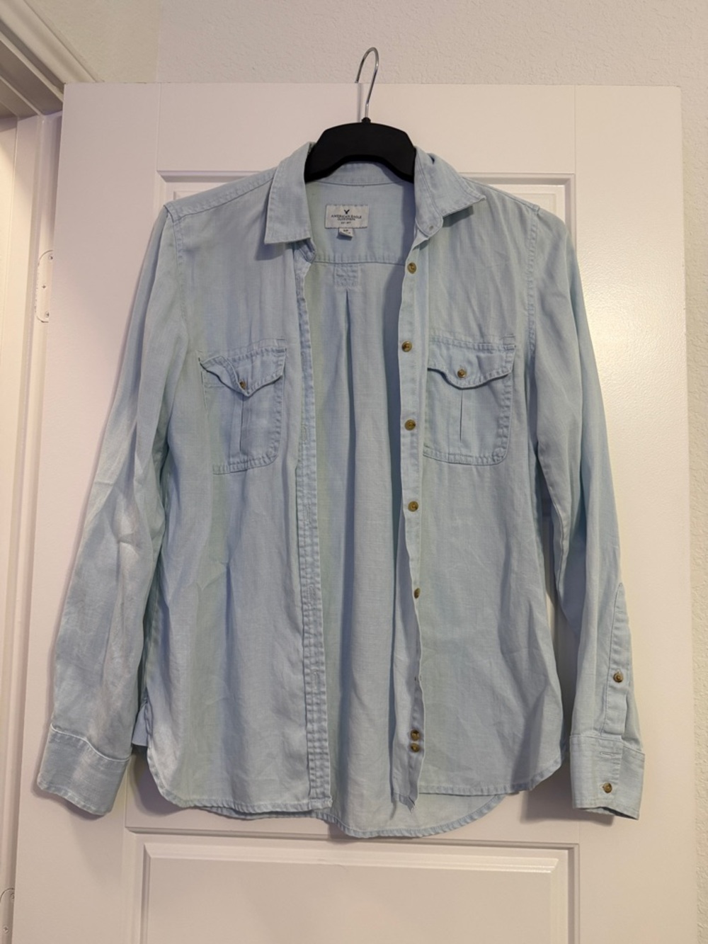 American Eagle Outfitters Light Blue Button-Down Shirt